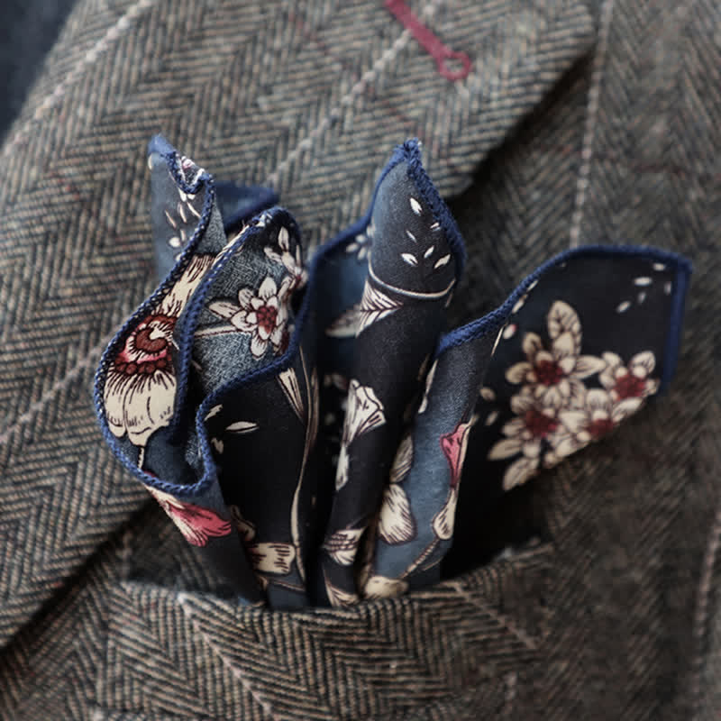 Lot de 2 cravates à motif floral bleu marine pour homme