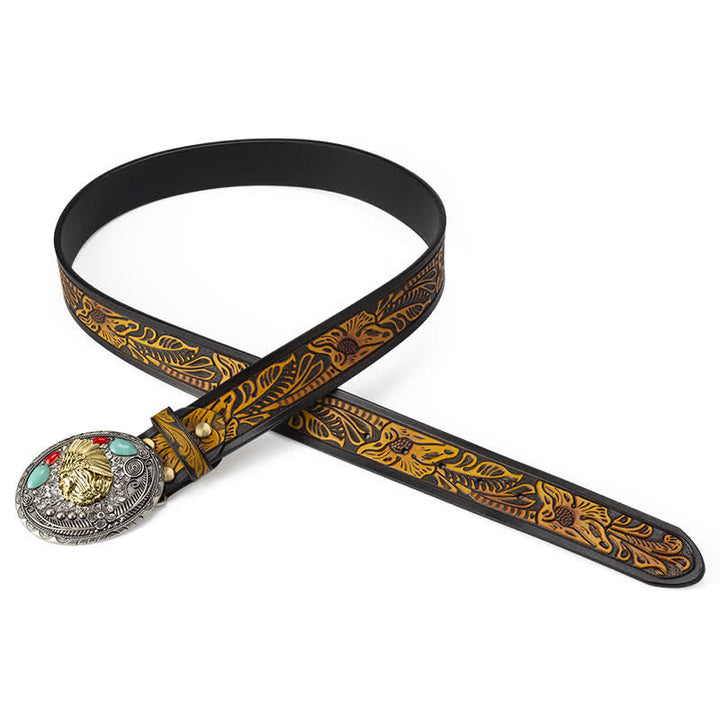 Ceinture en cuir de style indien de campagne turquoise pour homme