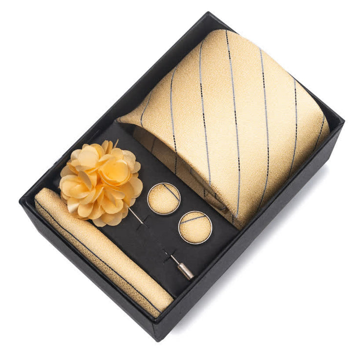 Lot de 4 boutons de manchette fantaisie pour homme avec pochette et cravate