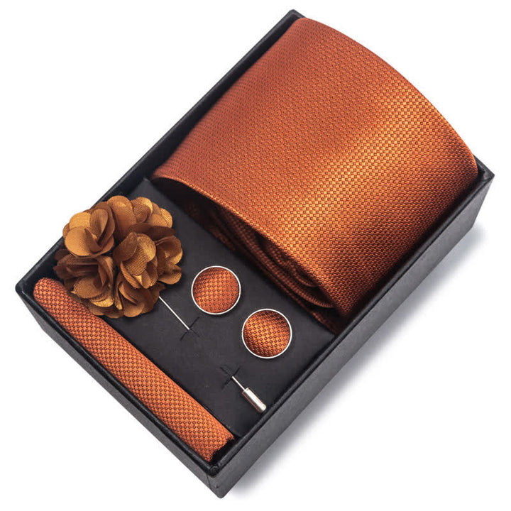 Lot de 4 boutons de manchette fantaisie pour homme avec pochette et cravate