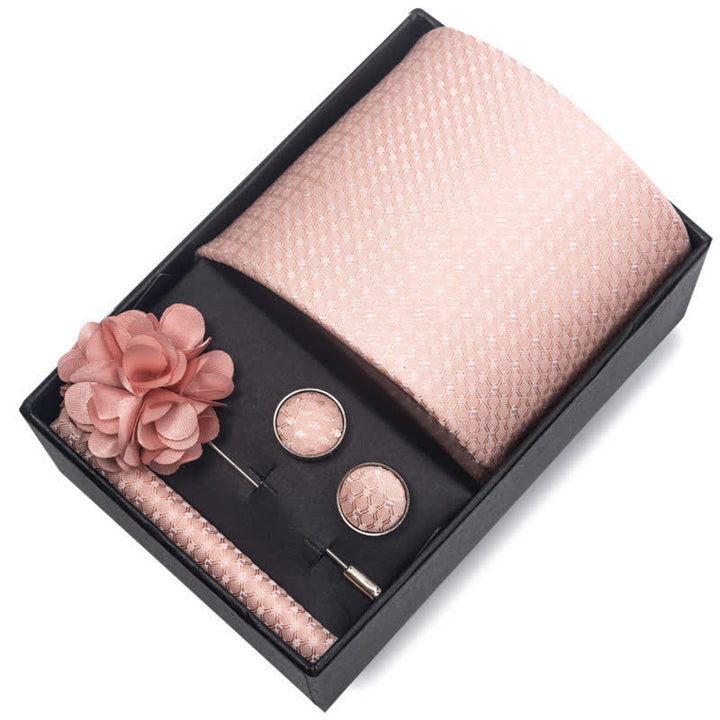 Lot de 4 boutons de manchette fantaisie pour homme avec pochette et cravate
