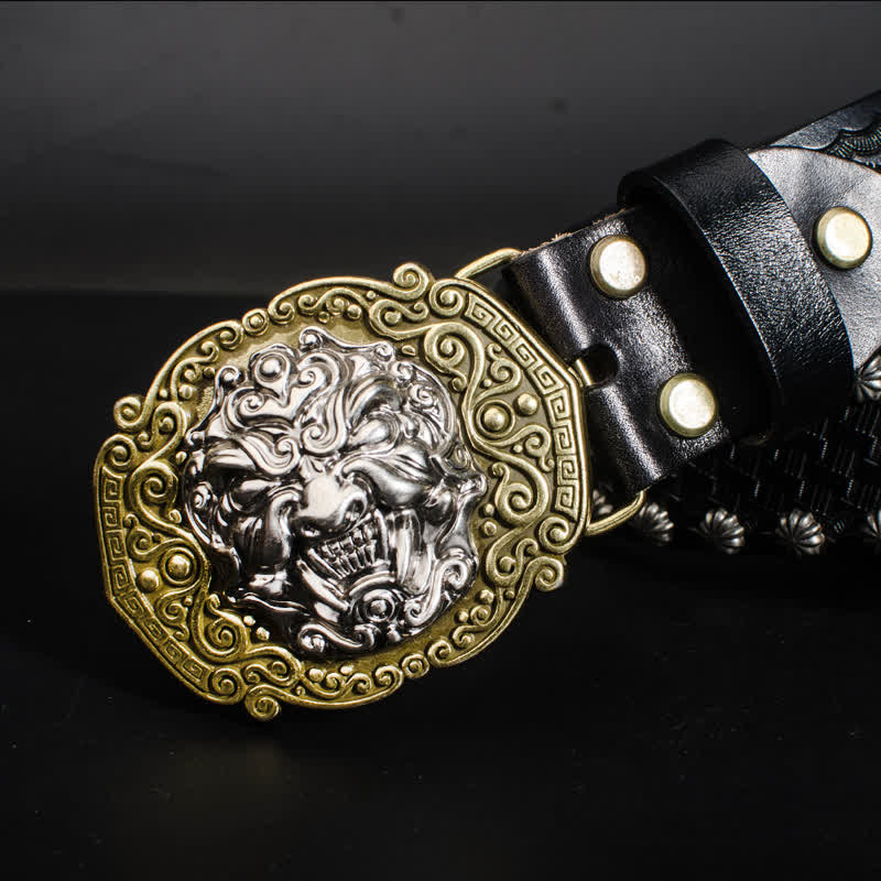 Ceinture en cuir cloutée à rivets Rock Monster pour homme
