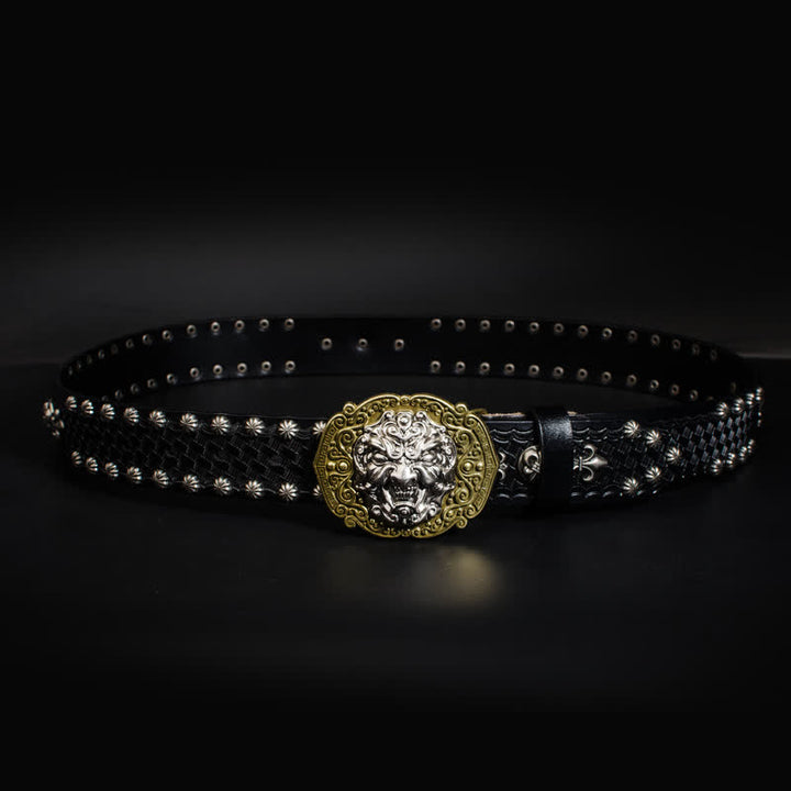 Ceinture en cuir cloutée à rivets Rock Monster pour homme