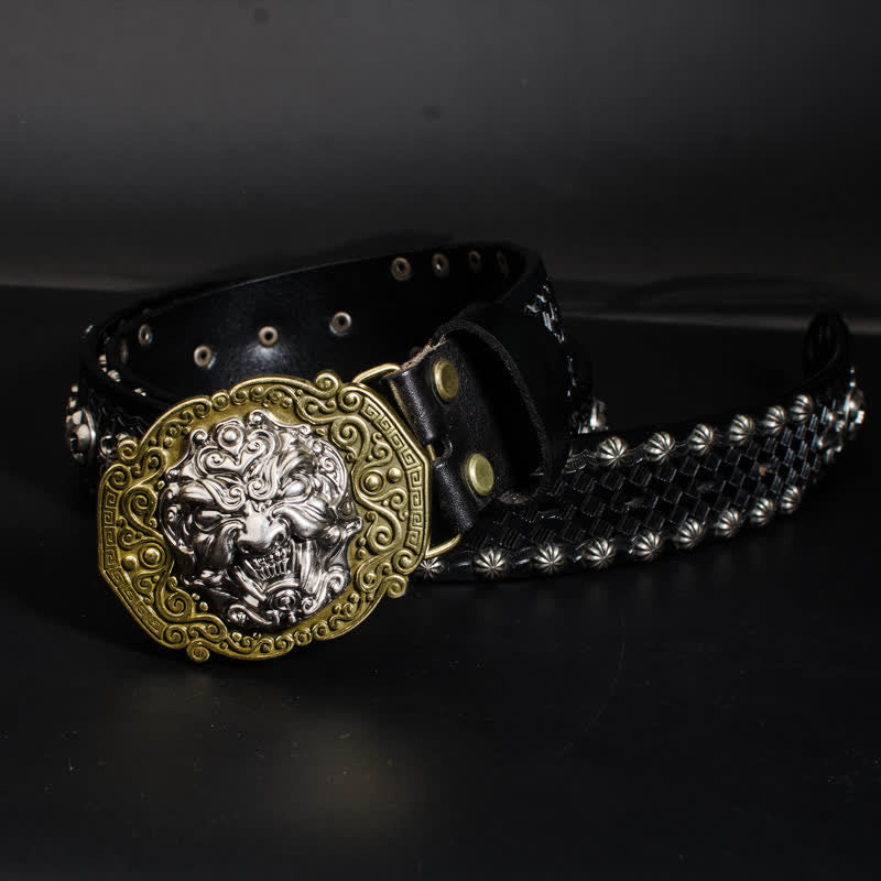 Ceinture en cuir cloutée à rivets Rock Monster pour homme