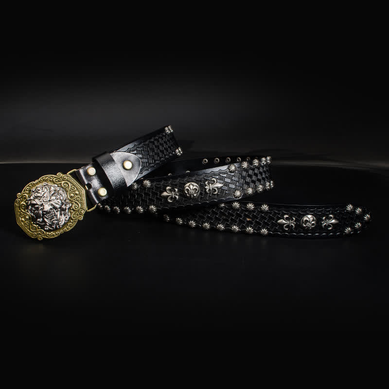 Ceinture en cuir cloutée à rivets Rock Monster pour homme