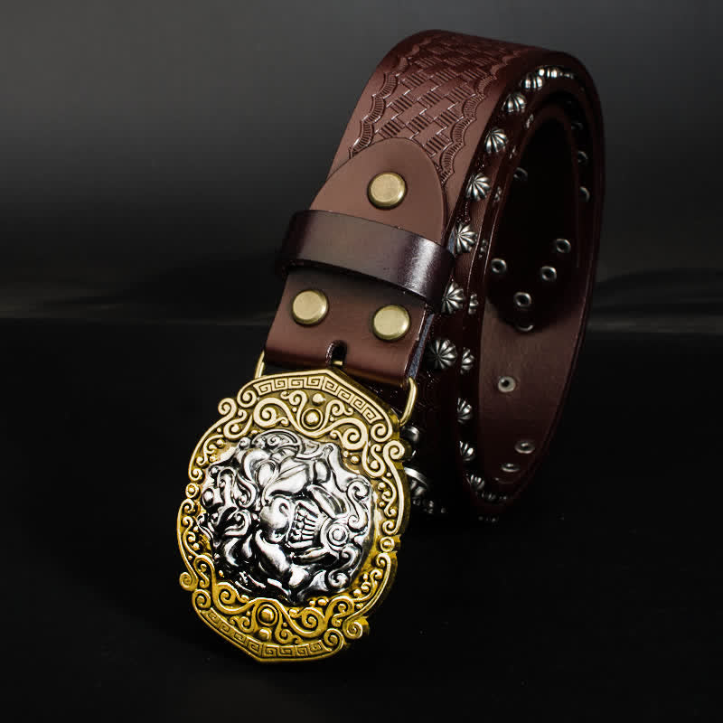 Ceinture en cuir cloutée à rivets Rock Monster pour homme