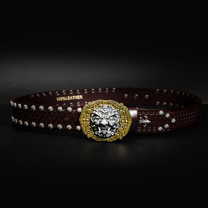 Ceinture en cuir cloutée à rivets Rock Monster pour homme