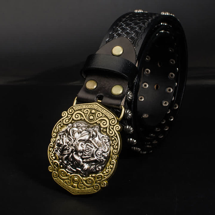 Ceinture en cuir cloutée à rivets Rock Monster pour homme