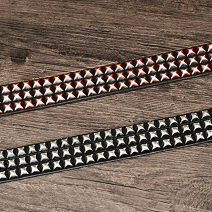 Ceinture en cuir à trois rangées de rivets pyramidaux classiques pour hommes