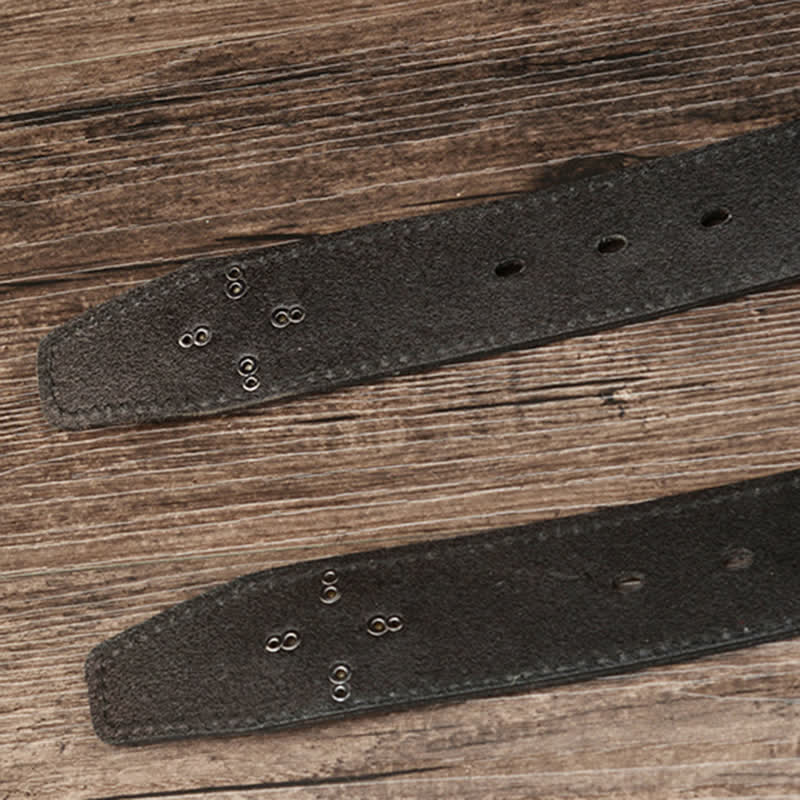 Ceinture en cuir à trois rangées de rivets pyramidaux classiques pour hommes