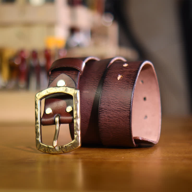 Ceinture en cuir pour homme au design rétro classique et vieilli