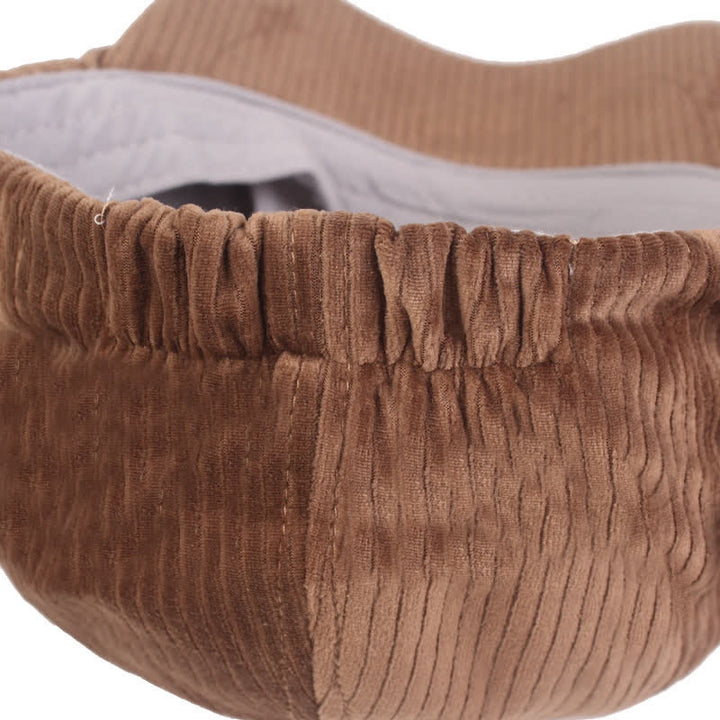 Béret à visière courte à rayures en velours côtelé
