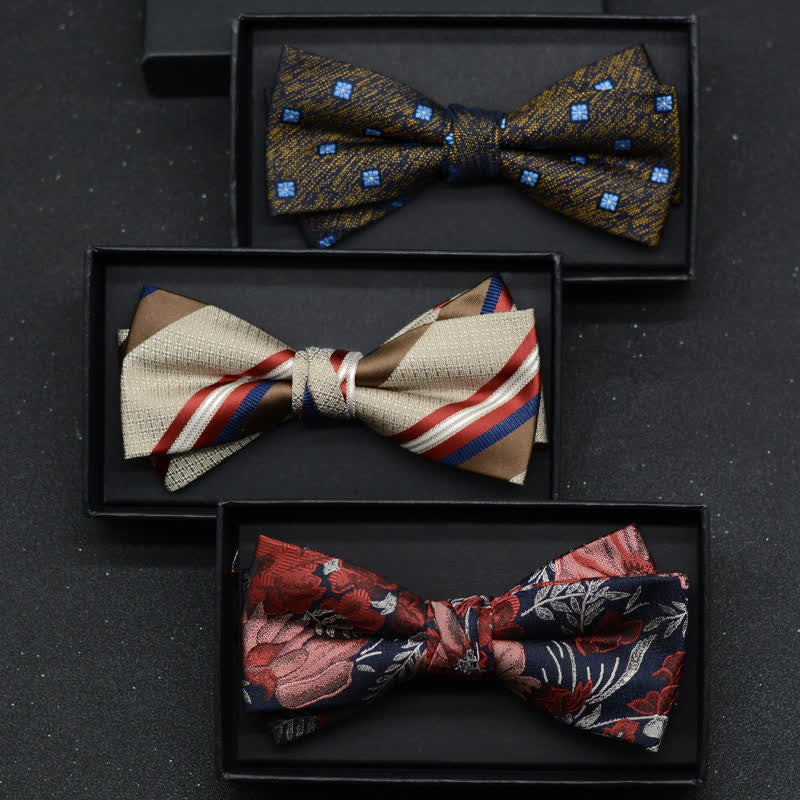 Lot de 2 mouchoirs et nœuds papillon élégants à motif floral pour homme