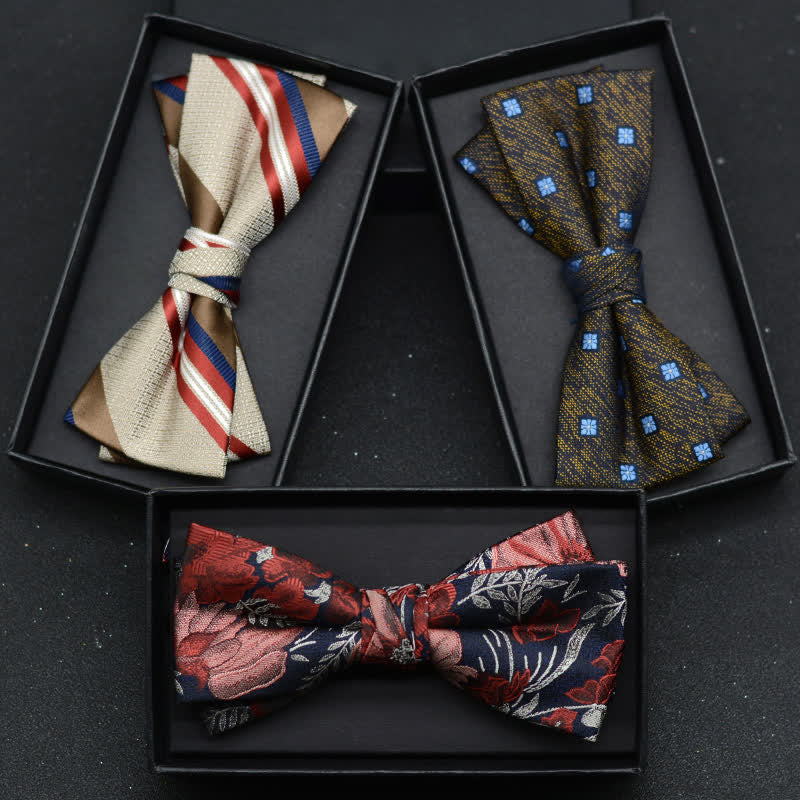 Lot de 2 mouchoirs et nœuds papillon élégants à motif floral pour homme