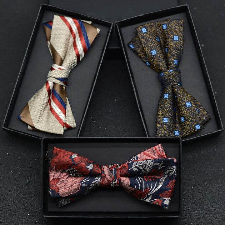 Lot de 2 mouchoirs et nœuds papillon élégants à motif floral pour homme