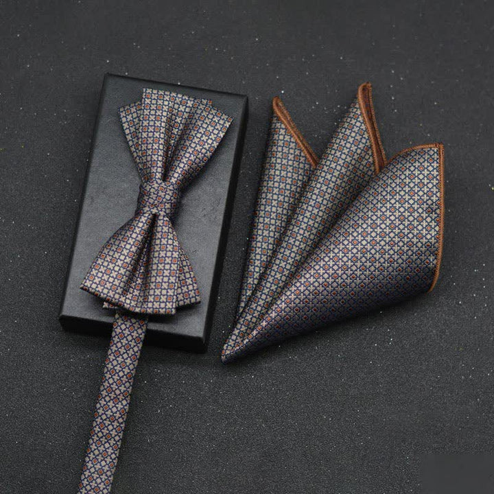 Lot de 2 mouchoirs et nœuds papillon élégants à motif floral pour homme