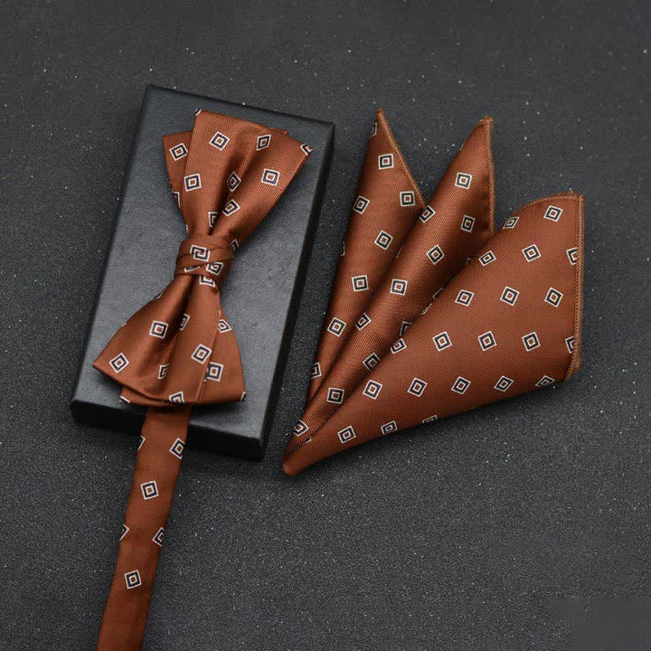 Lot de 2 mouchoirs et nœuds papillon élégants à motif floral pour homme