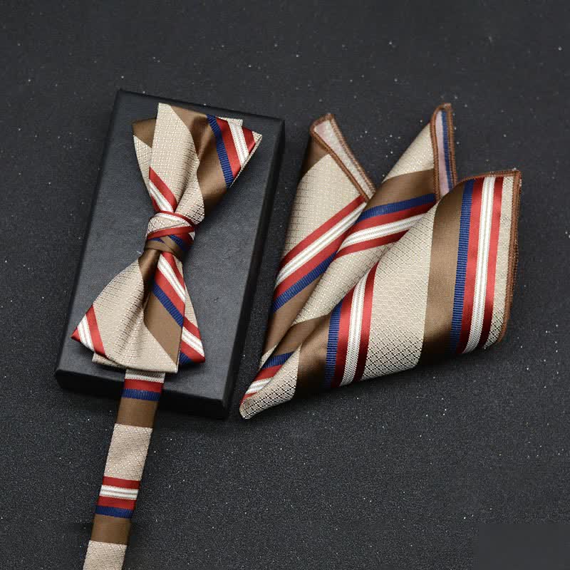 Lot de 2 mouchoirs et nœuds papillon élégants à motif floral pour homme