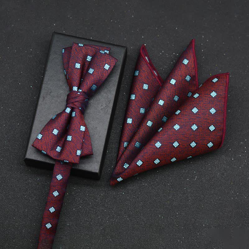 Lot de 2 mouchoirs et nœuds papillon élégants à motif floral pour homme