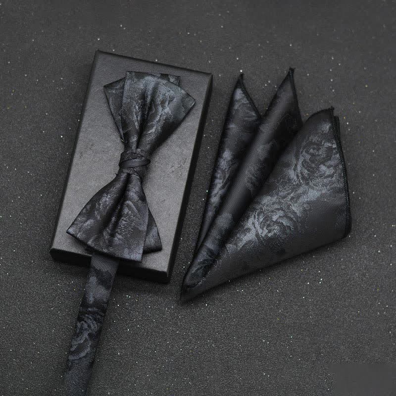 Lot de 2 mouchoirs et nœuds papillon élégants à motif floral pour homme