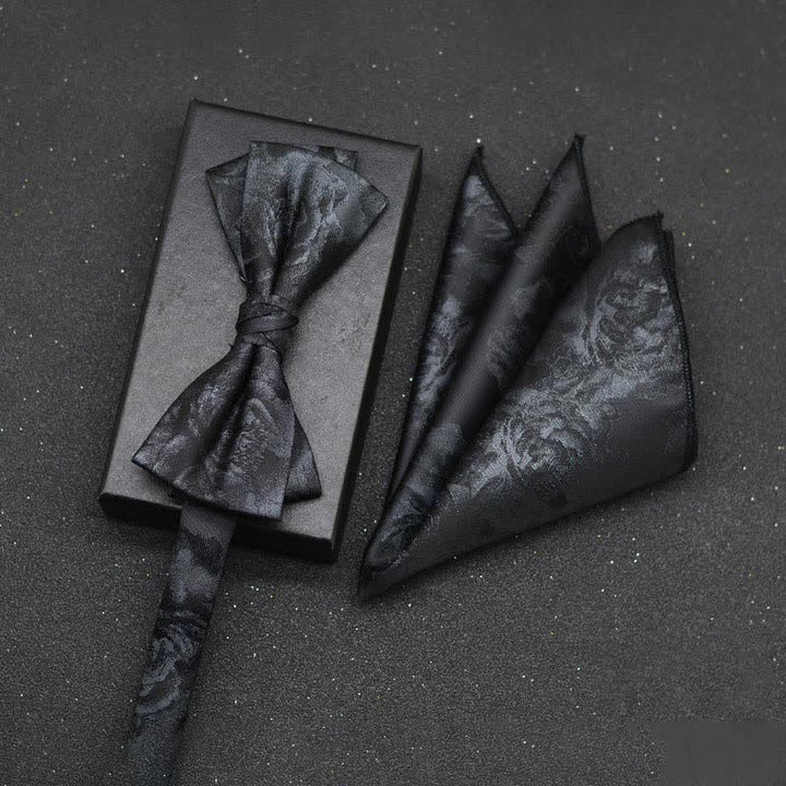 Lot de 2 mouchoirs et nœuds papillon élégants à motif floral pour homme