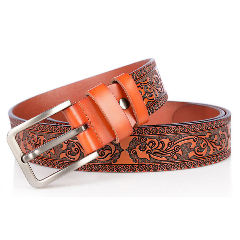 Ceinture en cuir de luxe à motif floral en relief pour homme - image 14