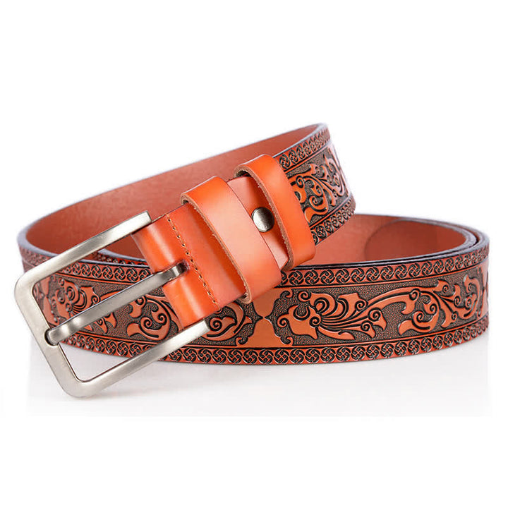 Ceinture en cuir de luxe à motif floral en relief pour homme - image 14