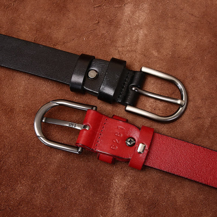 Ceinture en cuir mince décontractée à la mode avec rivets en métal