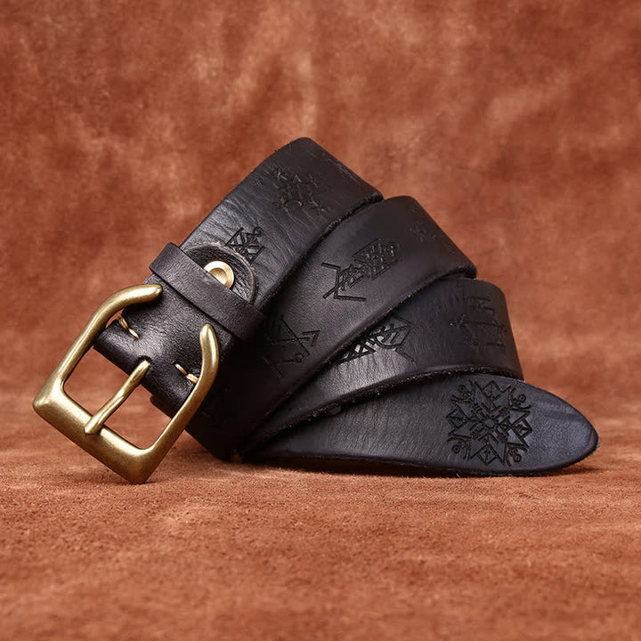 Ceinture en cuir épais avec motif totem viking