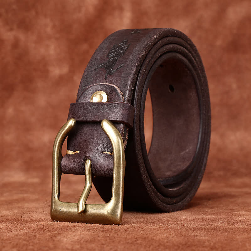 Ceinture en cuir épais avec motif totem viking