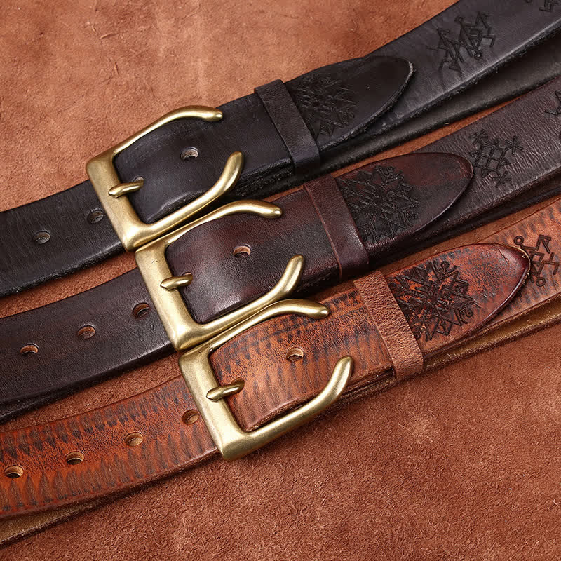 Ceinture en cuir épais avec motif totem viking