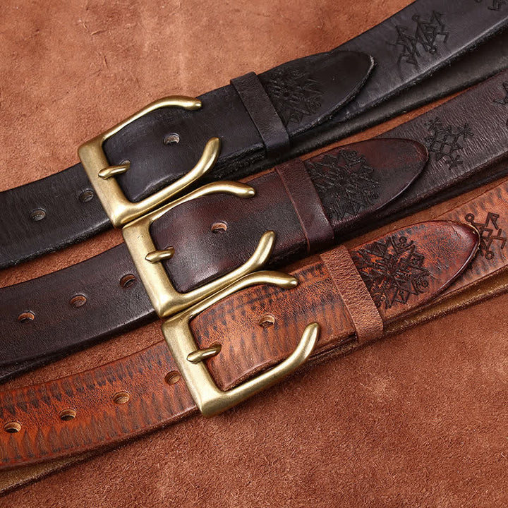 Ceinture en cuir épais avec motif totem viking