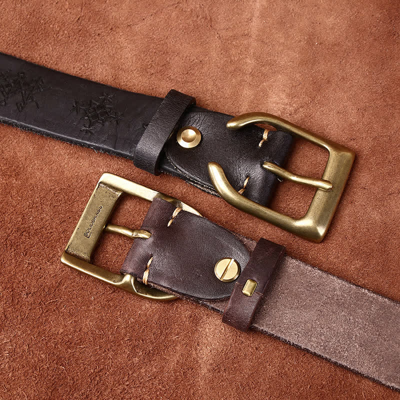 Ceinture en cuir épais avec motif totem viking