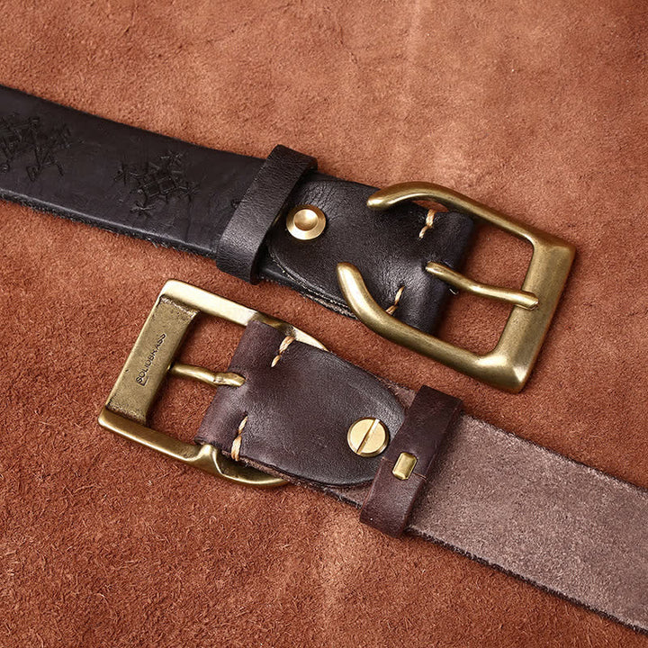 Ceinture en cuir épais avec motif totem viking