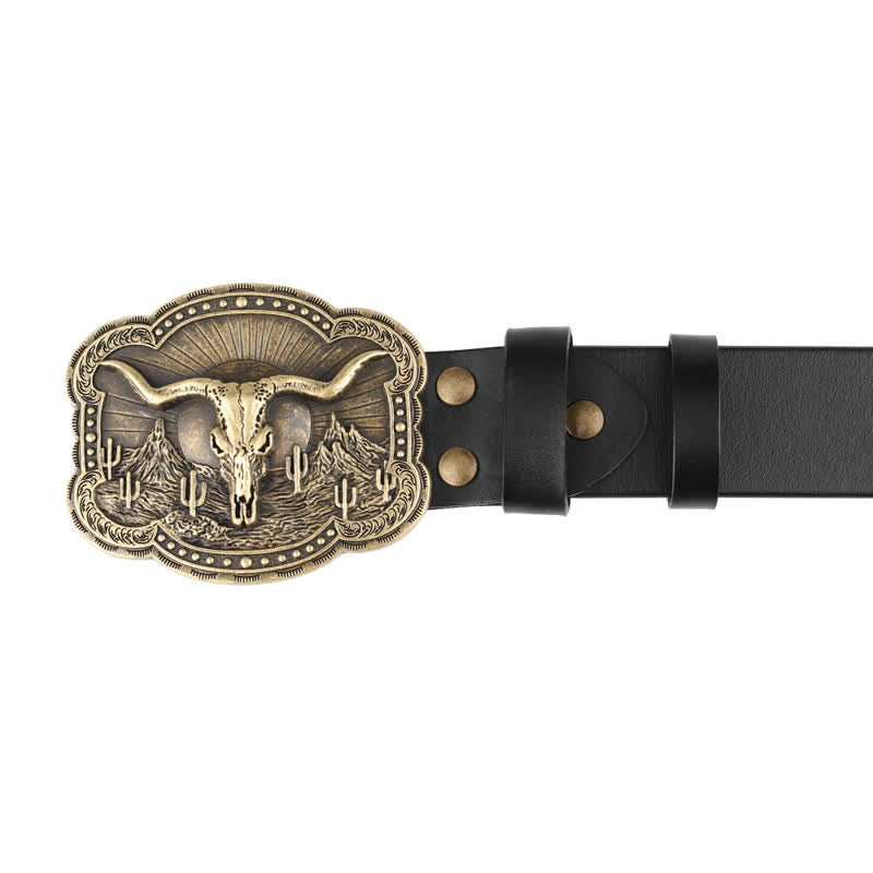 Ceinture en cuir à tête de taureau Rodeo Bronze Longhorn