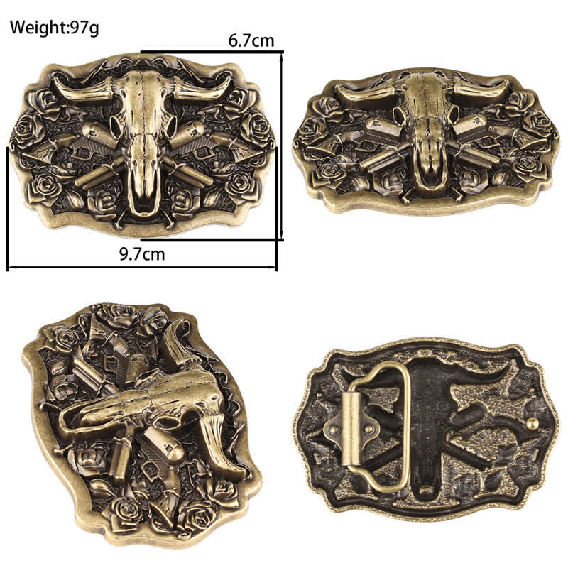 Ceinture en cuir à tête de taureau Rodeo Bronze Longhorn
