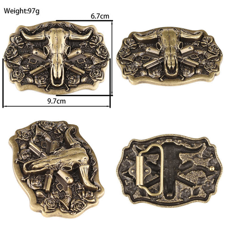 Ceinture en cuir à tête de taureau Rodeo Bronze Longhorn