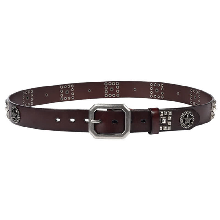 Ceinture en cuir cloutée avec rivets en forme d'étoile en métal pour motard punk