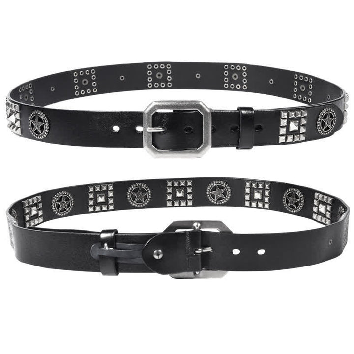 Ceinture en cuir cloutée avec rivets en forme d'étoile en métal pour motard punk