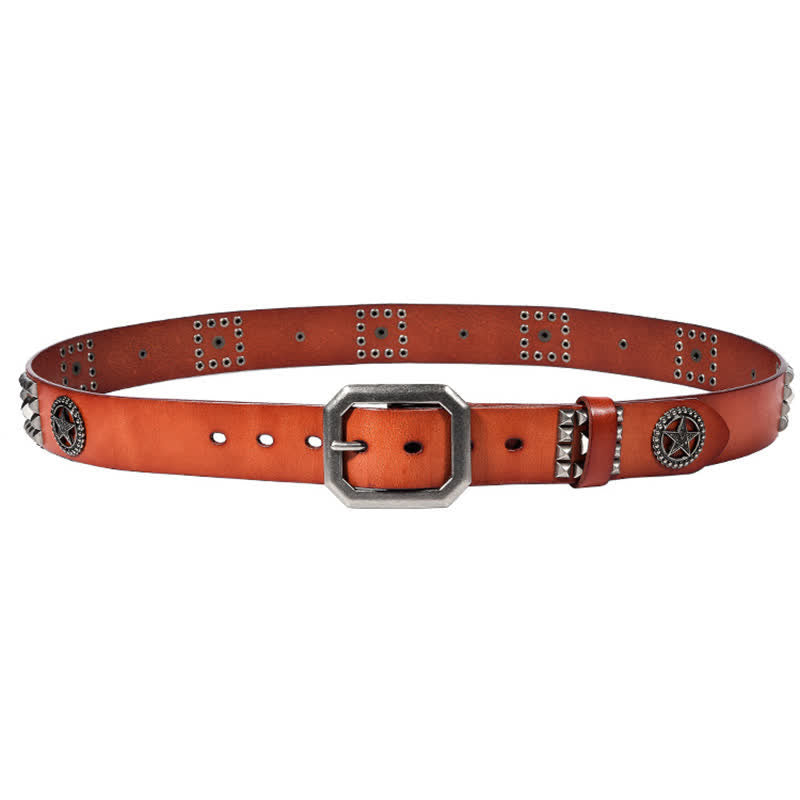 Ceinture en cuir cloutée avec rivets en forme d'étoile en métal pour motard punk