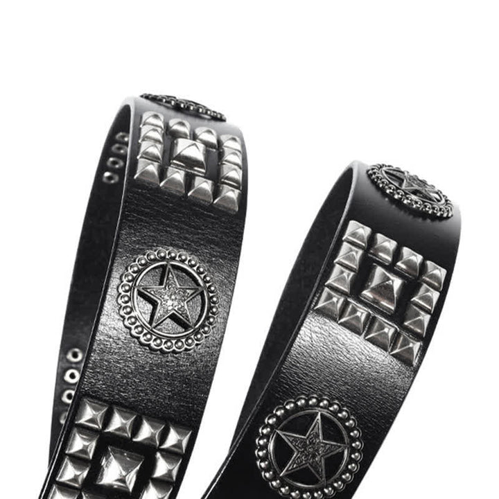 Ceinture en cuir cloutée avec rivets en forme d'étoile en métal pour motard punk