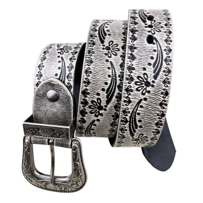 Ceinture en cuir gaufré à motif floral de style occidental