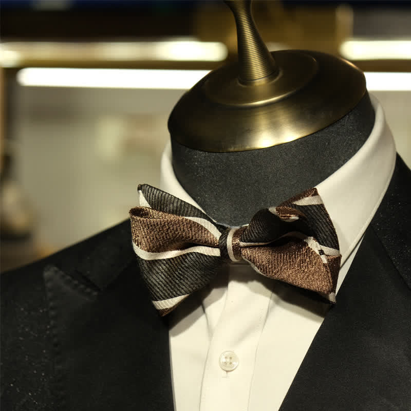 Nœud papillon en queue de poisson à rayures diagonales pour homme