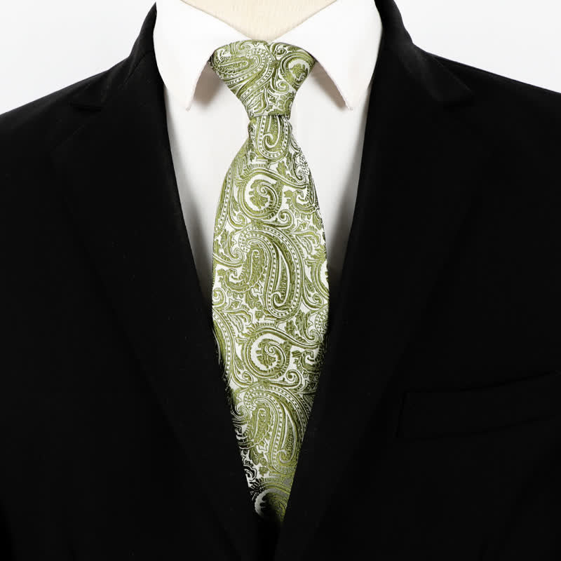 Cravate zippée à motif cachemire vert clair pour homme