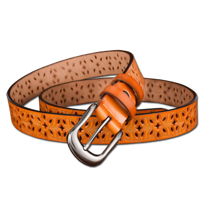 Ceinture en cuir ajourée pour femme, accessoire de mode exquis