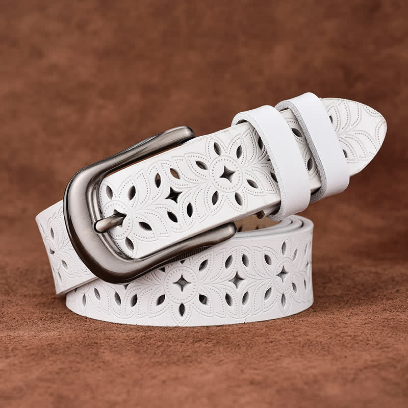 Ceinture en cuir ajourée pour femme, accessoire de mode exquis