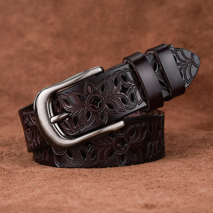 Ceinture en cuir ajourée pour femme, accessoire de mode exquis