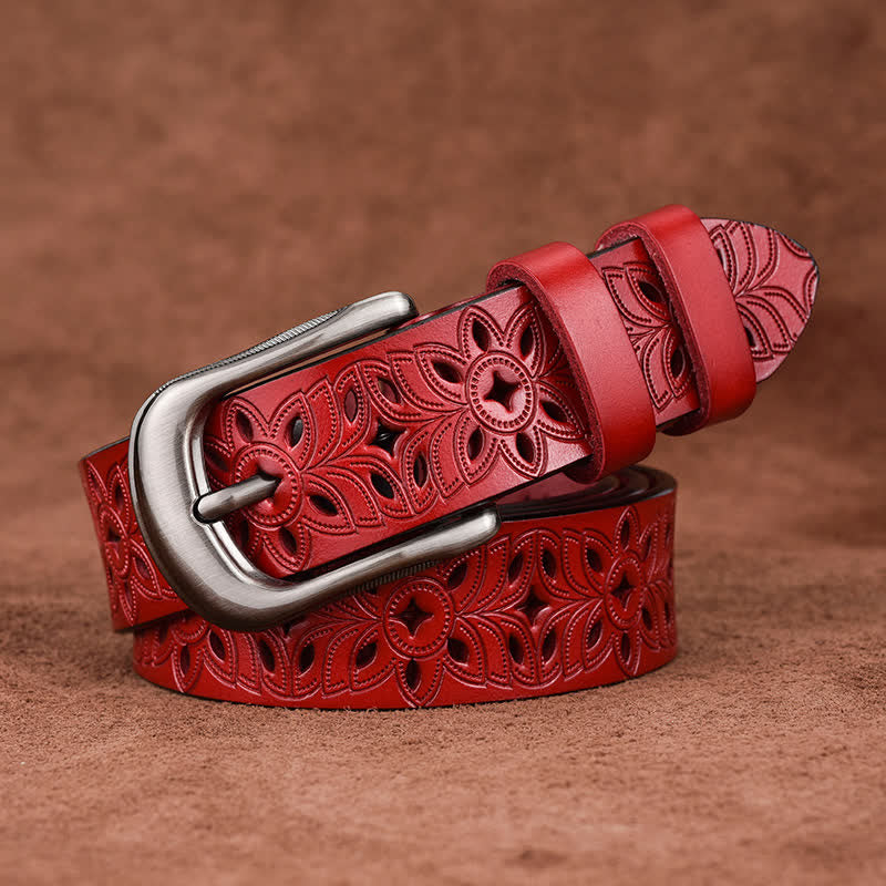 Ceinture en cuir ajourée pour femme, accessoire de mode exquis