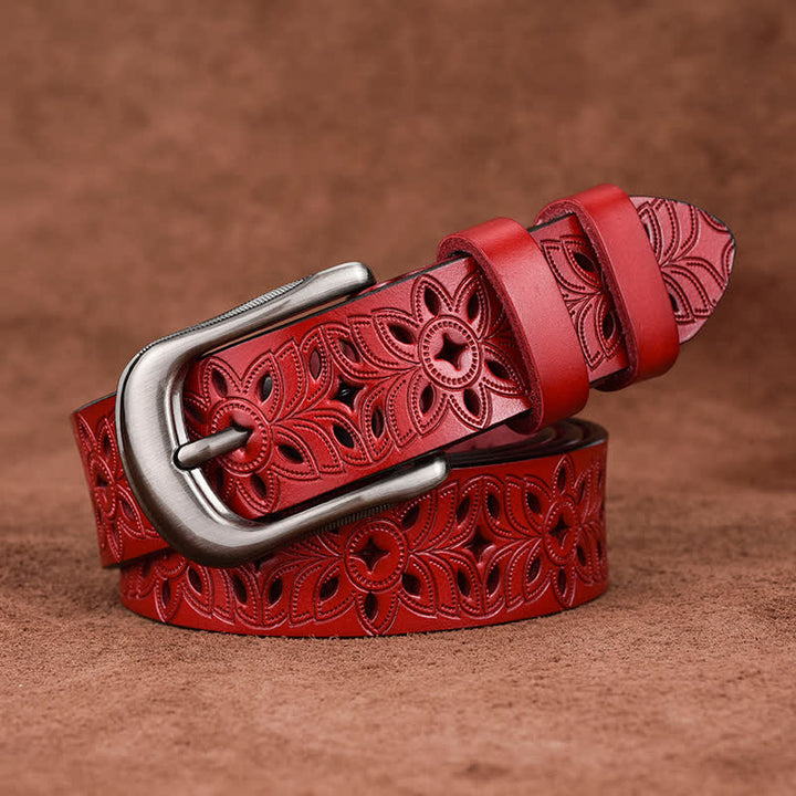 Ceinture en cuir ajourée pour femme, accessoire de mode exquis