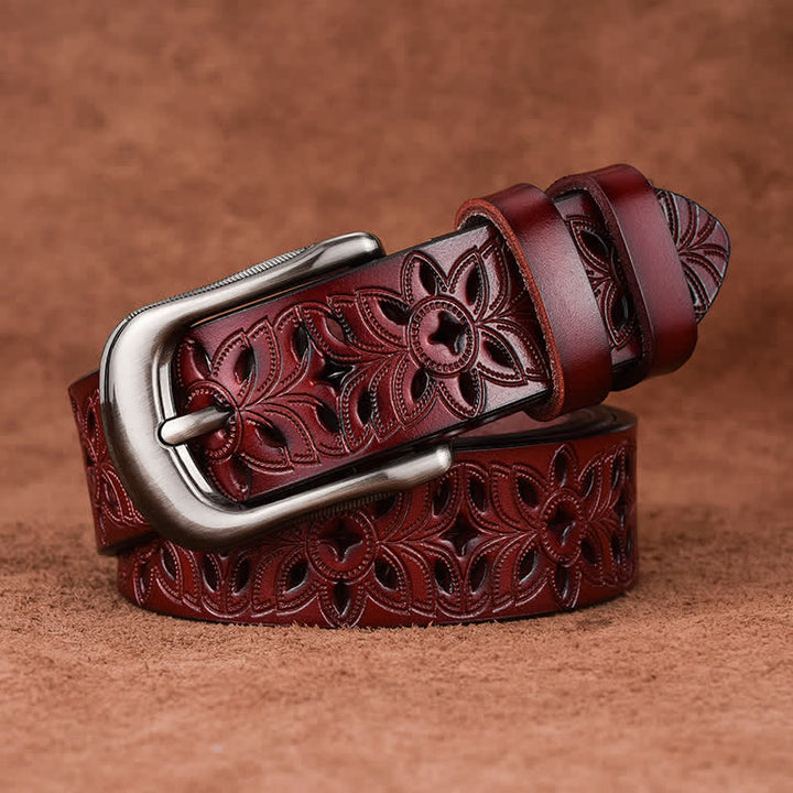 Ceinture en cuir ajourée pour femme, accessoire de mode exquis